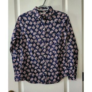 Uniqlo Women's Collared Neck Shirt Long Sleeve Button Up Cotton Blue‎ Size XS